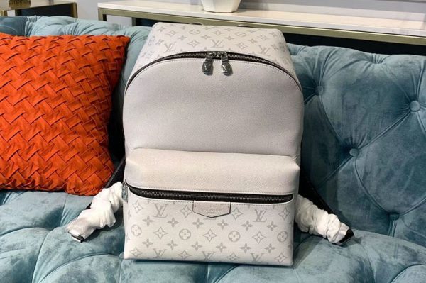 Replica Louis Vuitton M30232 Discovery Backpack PM Bags White Monogram canvas and Taiga leather