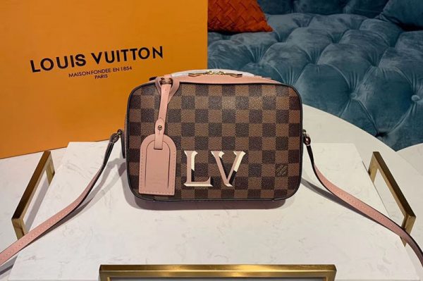 Replica Louis Vuitton N40179 LV Santa Monica Bags Damier Ebene Canvas Pink