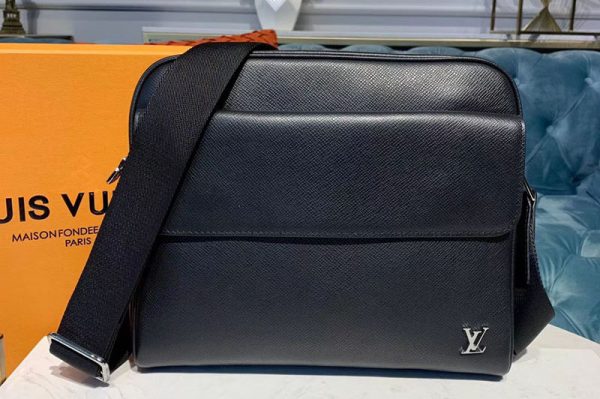 Replica Louis Vuitton M30260 LV Alex Messenger Bags Black Taiga Leather