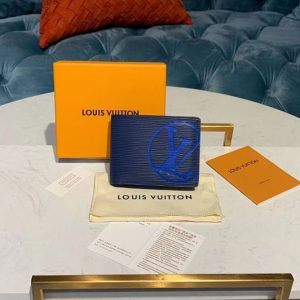 Replica Louis Vuitton M67907 LV Multiple Wallet Blue Epi Leather