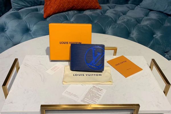 Replica Louis Vuitton M67907 LV Multiple Wallet Blue Epi Leather