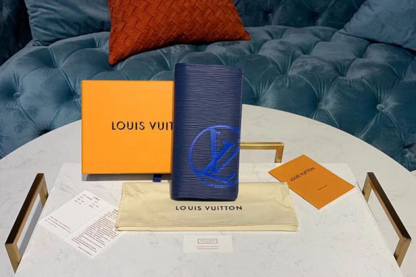 Replica Louis Vuitton M67911 LV Brazza Wallet Blue Epi Leather