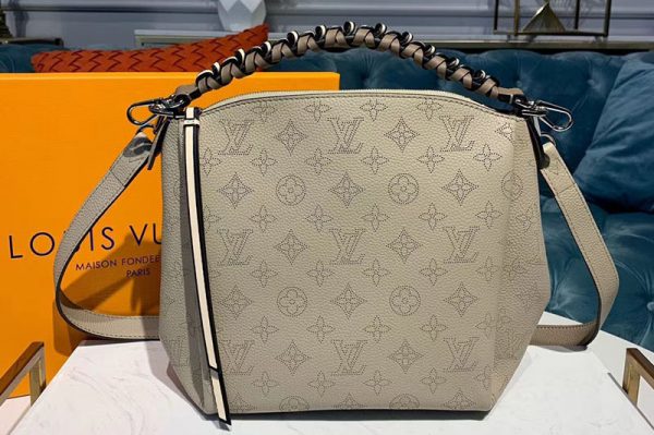 Replica Louis Vuitton M53901 LV Babylone Chain BB Bags Galet Gray Mahina Leather