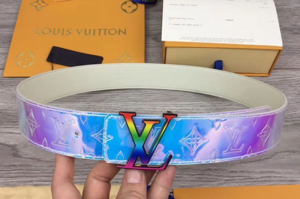 Replica Louis Vuitton M0165 LV Prism 40mm belt Monogram Embossed PVC Rainbow LV Buckle