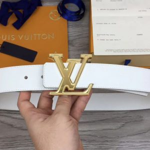 Replica Louis Vuitton M0165W LV Prism 40mm belt Light Gray Calf leather Gold LV Buckle