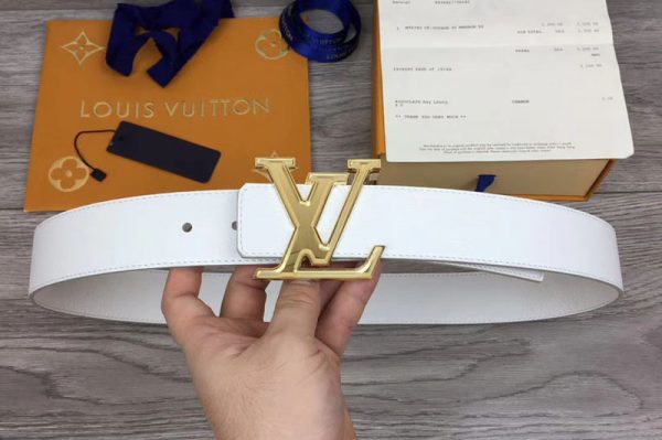 Replica Louis Vuitton M0165W LV Prism 40mm belt Light Gray Calf leather Gold LV Buckle