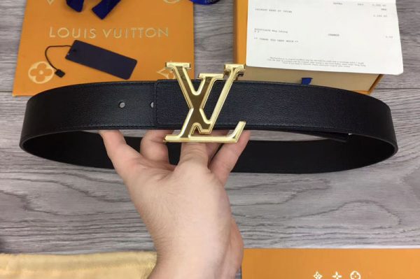 Replica Louis Vuitton M0165W LV Prism 40mm belt Black Calf leather Gold LV Buckle