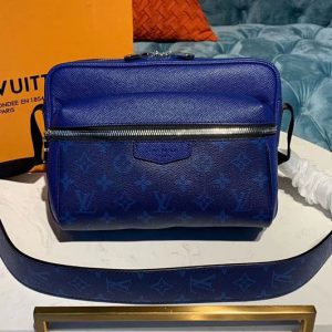 Replica Louis Vuitton M30242 LV Outdoor Messenger Bags Blue Monogram canvas and Taiga Leather