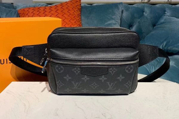 Replica Louis Vuitton M30245 LV Outdoor Bumbag Bags Black Monogram canvas and Taiga Leather