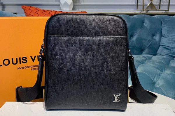 Replica Louis Vuitton M30265 LV Alex Messenger BB Bags Black Taiga leather