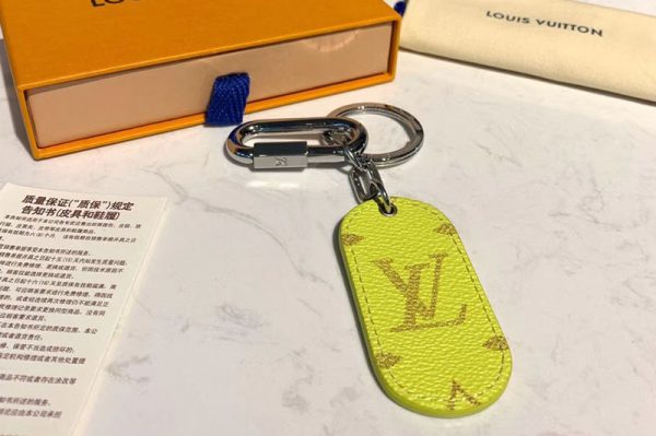 Replica Louis Vuitton M67780 LV Military Tab charm and key holder Yellow Monogram canvas