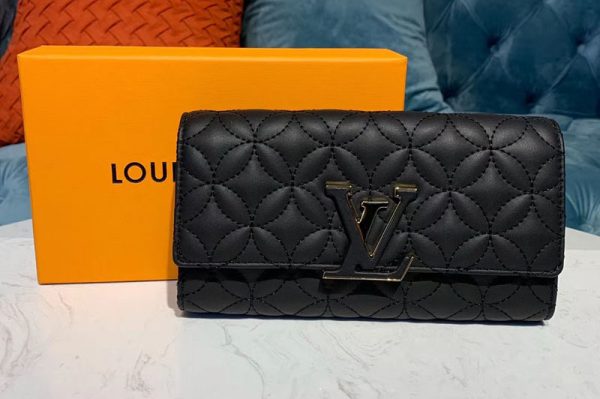 Replica Louis Vuitton M68590 LV Capucines long wallet Black Calf Leather