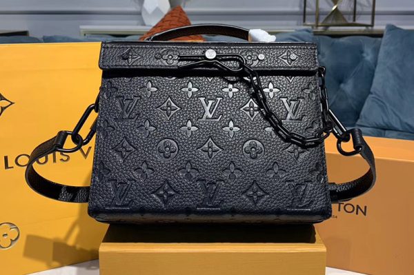 Replica Louis Vuitton M61117 LV Mini Soft Trunk Bag Black Taurillon leather