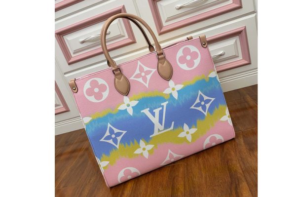 Replica Louis Vuitton M45119 LV Escale Onthego GM tote bag Pastel Pink Monogram Canvas