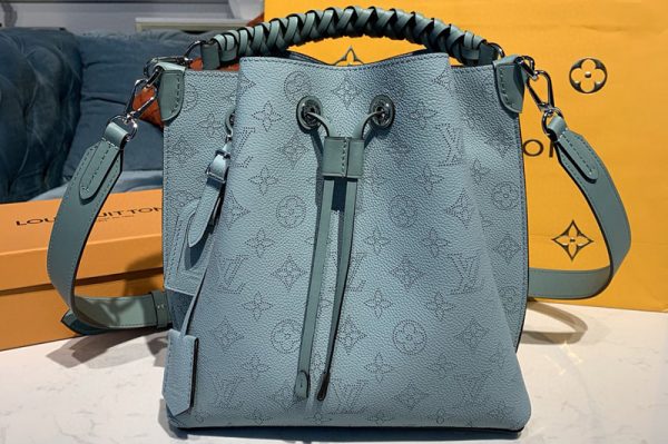 Replica Louis Vuitton M55906 LV Muria bucket bag in Green Mahina Calf leather