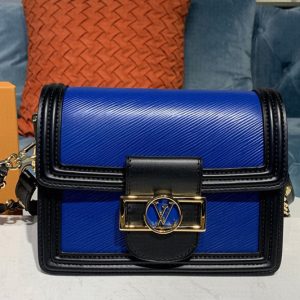 Replica Louis Vuitton M55964 LV Mini Dauphine Handbags in Blue Epi leather