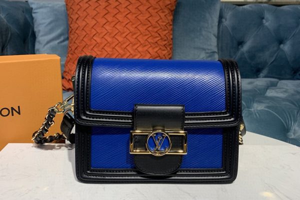 Replica Louis Vuitton M55964 LV Mini Dauphine Handbags in Blue Epi leather