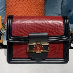 Replica Louis Vuitton M55964 LV Mini Dauphine Handbags in Red Epi leather