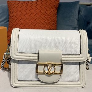 Replica Louis Vuitton M55963 LV Mini Dauphine Handbags in White Epi leather