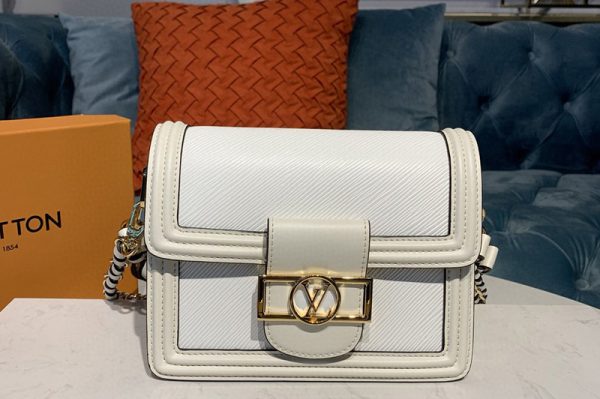 Replica Louis Vuitton M55963 LV Mini Dauphine Handbags in White Epi leather