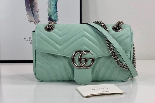 Replica Gucci 443497 GG Marmont small shoulder bag in Pastel green matelasse chevron leather