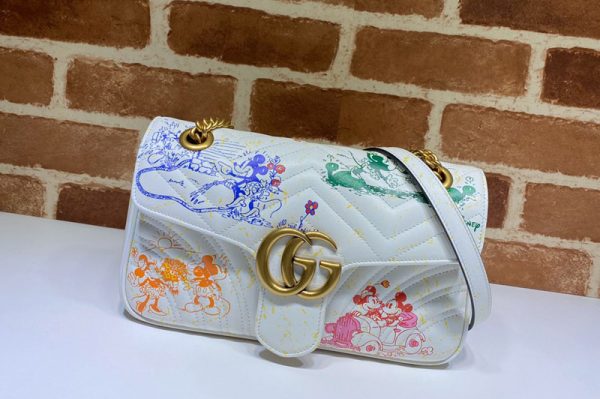 Replica Gucci ‎443497 Online Exclusive Disney x Gucci GG Marmont Small shoulder bag in White Leather