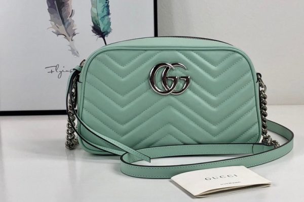 Replica Gucci 447632 GG Marmont small shoulder bag in Pastel green matelasse chevron leather