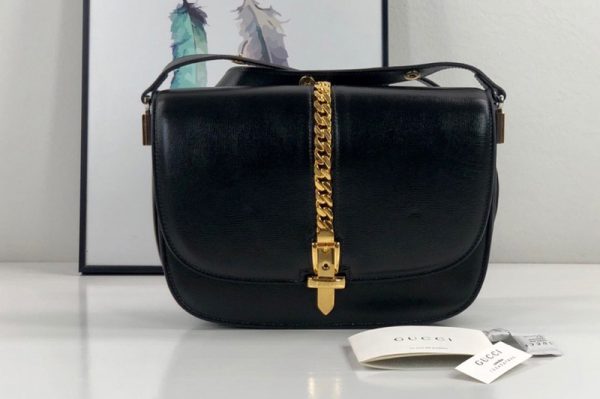 Replica Gucci 601067 Sylvie 1969 small shoulder bag in Black Leather