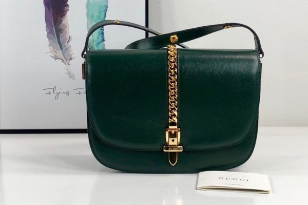 Replica Gucci 601067 Sylvie 1969 small shoulder bag in Green Leather