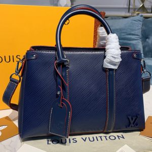 Replica Louis Vuitton M55613 LV Soufflot BB Bags in Blue Epi Leather