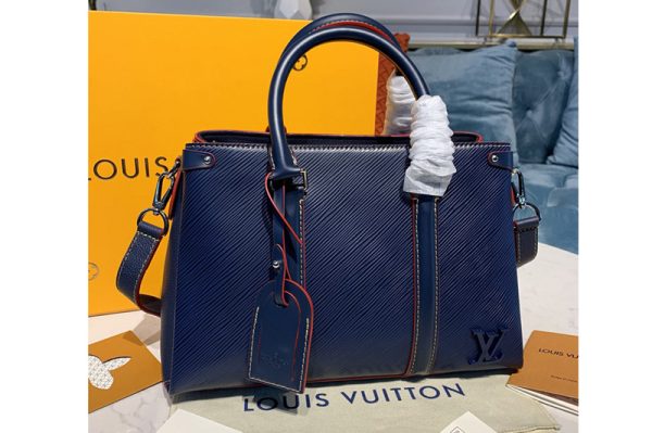 Replica Louis Vuitton M55613 LV Soufflot BB Bags in Blue Epi Leather