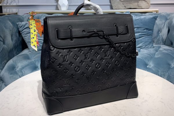 Replica Louis Vuitton M55701 LV Steamer PM bag in black Taurillon leather