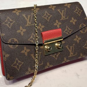 Replica Louis Vuitton M60357 LV Croisette chain wallet in Monogram canvas With Red Leather