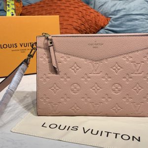 Replica Louis Vuitton M68707 LV Pochette Melanie MM Bag in Pink Monogram Empreinte leather