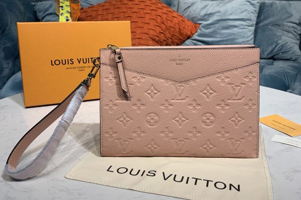 Replica Louis Vuitton M68707 LV Pochette Melanie MM Bag in Pink Monogram Empreinte leather