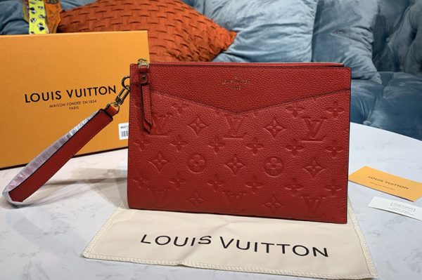 Replica Louis Vuitton M68707 LV Pochette Melanie MM Bag in Red Monogram Empreinte leather