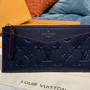 Replica Louis Vuitton M68713 LV Pochette Melanie BB Bag in Navy Blue/Red Monogram Empreinte leather