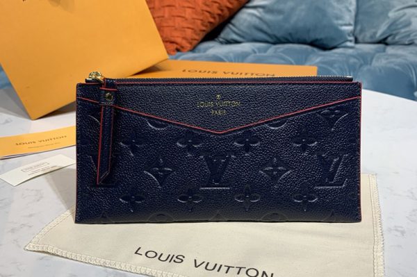 Replica Louis Vuitton M68713 LV Pochette Melanie BB Bag in Navy Blue/Red Monogram Empreinte leather