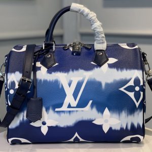 Replica Louis Vuitton M45146 LV Escale Speedy Bandouliere 30 Blue Monogram coated canvas