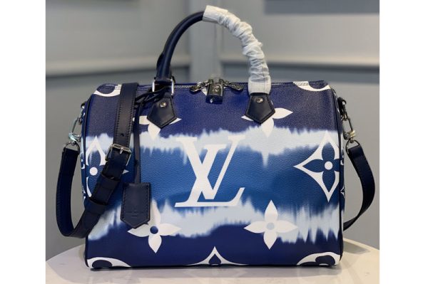 Replica Louis Vuitton M45146 LV Escale Speedy Bandouliere 30 Blue Monogram coated canvas