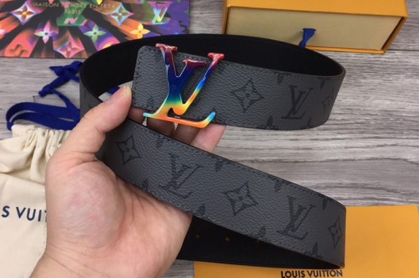 Replica Louis Vuitton M0285V LV Initiales 40mm Reversible belt in Monogram Eclipse Canvas With Multicolor Buckle