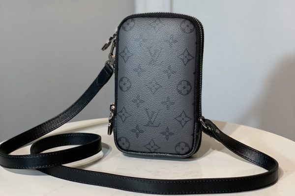 Replica Louis Vuitton M69534 LV Double Phone Pouch in Monogram Eclipse canvas