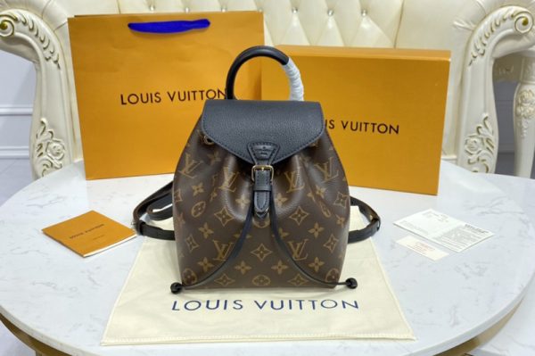 Replica Louis Vuitton M45502 LV Montsouris BB backpack in Monogram canvas and cowhide leather