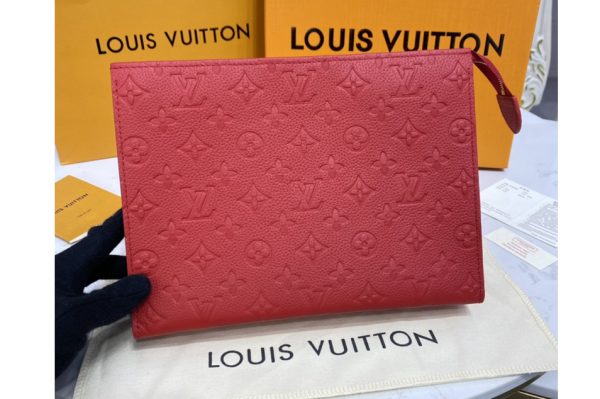 Replica Louis Vuitton M45666 LV Poche Toilette 26 in Red Monogram Empreinte leather