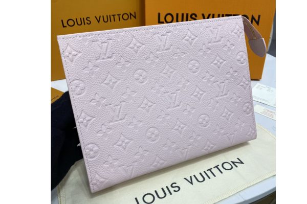 Replica Louis Vuitton M45666 LV Poche Toilette 26 in Pink Monogram Empreinte leather