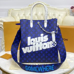 Replica Louis Vuitton M46112 LV Carry it Bag in Blue Monogram Reverse Canvas