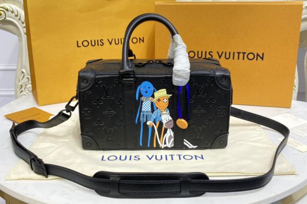 Replica Louis Vuitton M57410 LV Speedy Soft Trunk bag in Black Taurillon Monogram leather