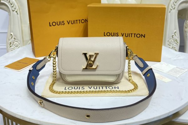 Replica Louis Vuitton M58554 LV Lockme Tender cross-body bag in Greige Grained calf leather