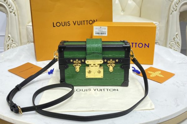 Replica Louis Vuitton N93145 LV Petite Malle handbag in Green Brilliant Alligator leather