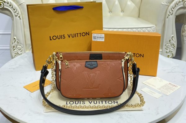 Replica Louis Vuitton M45839 LV Multi Pochette Accessoire in Caramel Monogram Empreinte leather